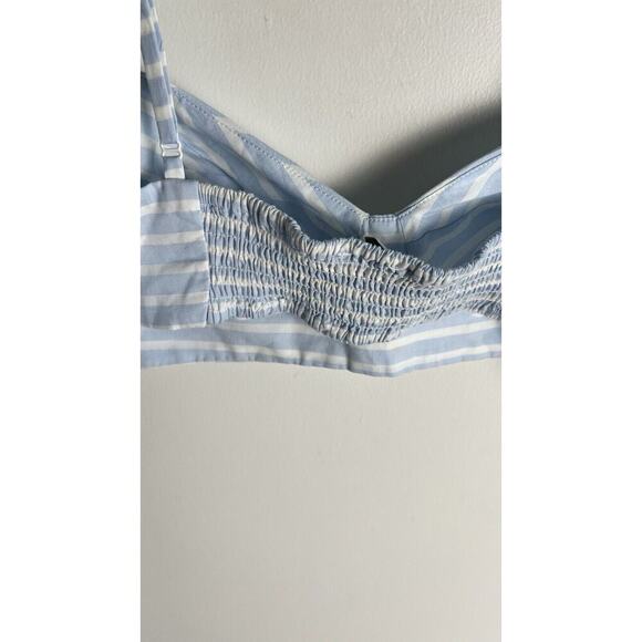 Anthropologie Mare Mare Blue Striped Cotton Smocked Bralette Sz XL NWOT - Picture 6 of 9